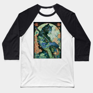 Art Nouveau Psychedelic Samurai Panther Ninja Baseball T-Shirt